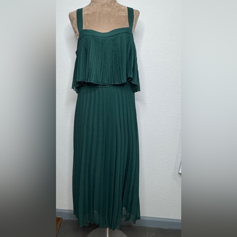 ASOS Green Pleated Maxi Dress